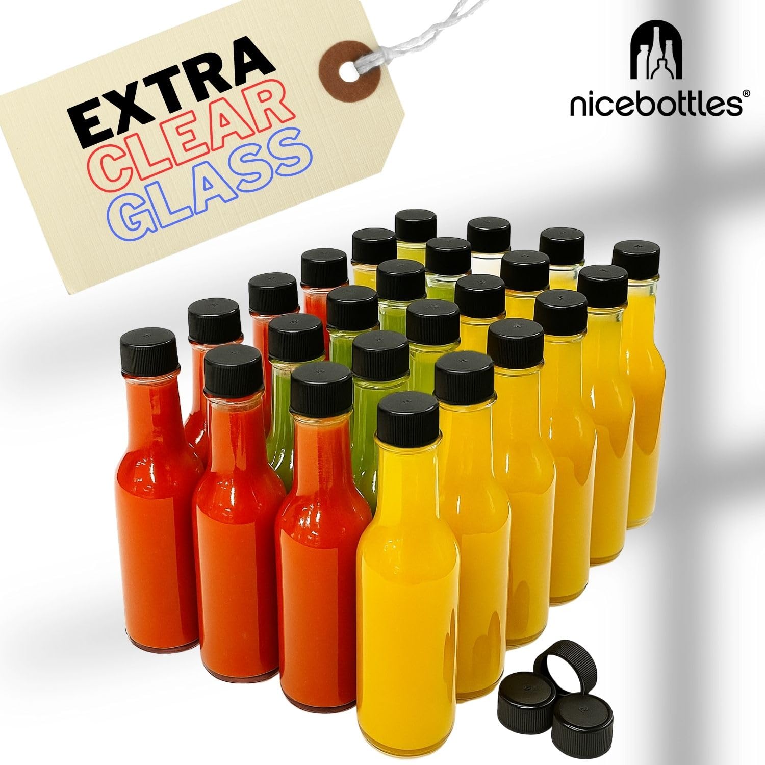 Amazon.com: Hot Sauce Bottles with Shrink Bands, 5 Oz (Red Caps